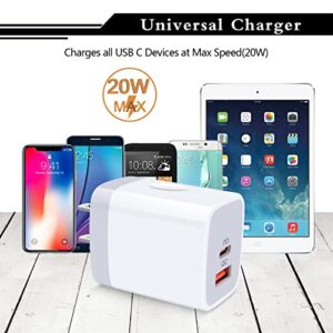 USB C Power Adapter,3Pack 20W 2 Port PD&QC 3.0 Type C Fast Charging Block Wall Charger Compatible for iPhone 14 13 12 11 Pro Max,SE,iPad,8 7 Plus,Samsung Galaxy S21 S20 S10 Plus,Google Pixel 7 6 Pro 5