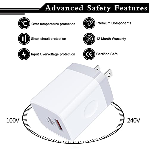 USB C Power Adapter,3Pack 20W 2 Port PD&QC 3.0 Type C Fast Charging Block Wall Charger Compatible for iPhone 14 13 12 11 Pro Max,SE,iPad,8 7 Plus,Samsung Galaxy S21 S20 S10 Plus,Google Pixel 7 6 Pro 5