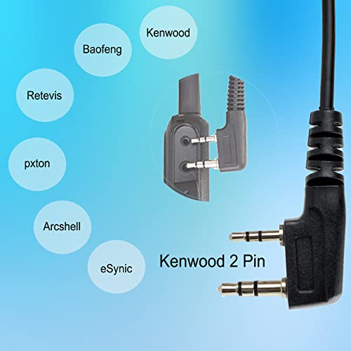Retevis Throat Mic Walkie Talkie Earpiece with Mic 2 Pin, Compatible with Retevis H-777 RT22 RT21 RT68 Baofeng UV-5R BF-88ST pxton Walkie Talkies, Covert Tube Two Way Radio Headset, Finger PTT(1 Pack)
