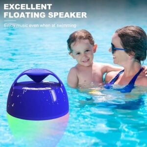 Portable Bluetooth Pool Speaker,Hot Tub Speaker with Colorful Lights,IP68 Waterproof Floating Speaker,360° Surround Stereo Sound,85ft Bluetooth Range,Hands-Free Wireless Speakers for Shower Spa Home