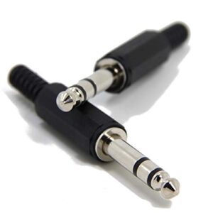 Ancable 4-Pack 1/4 Inch Stereo Plug, Solder Type Cost-Effective Plastic 6.35mm TRS Phone Connector with Shrinkle Tube for Patch Cables, XLR Cables