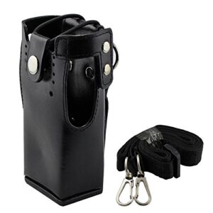 abcgoodefg boston leather firefighter bundle hard leather case carrying holder holster compatible with motorola two way radio ht750 ht1250 ht1550 gp320 gp340 gp360