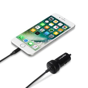 Amazon Basics 12W (5V, 2.4A) Car Charger with Lightning Cable (Coiled) for iPhone and Apple Devices, 1.5 ft - Black