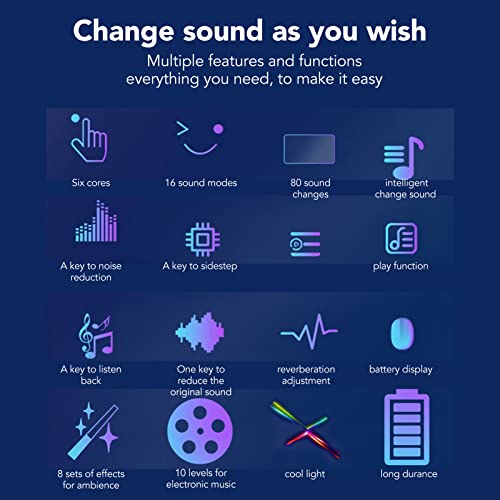 Handheld Voice Changer, Portable Multifunctional Voice Disguiser, Mini Sound Card with 8 Sound Effects Sound Changes, 450mAh Battery, Compatible with Mobile Phone, Computer, Tablet(I9 English Edition)