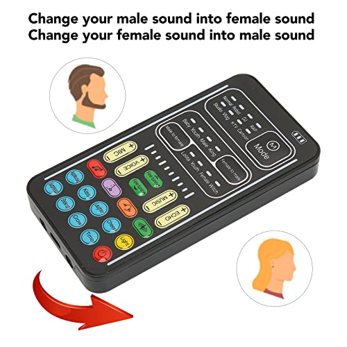 Handheld Voice Changer, Portable Multifunctional Voice Disguiser, Mini Sound Card with 8 Sound Effects Sound Changes, 450mAh Battery, Compatible with Mobile Phone, Computer, Tablet(I9 English Edition)