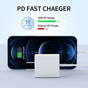 3Pack iPhone 14 13 12 Fast Charger [Apple MFi Certified], 20W PD Adapter with 6FT Type C to Lightning Cable Fast Charging USB C Wall Charger for iPhone 14/13/12/11 Pro/Pro Max/XS Max/XS/XR/X