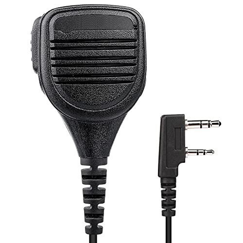 Speaker Mic Compatible with Kenwood, BaoFeng, BTECH, Retevis Radios Remote Shoulder Microphone with PTT and External 3.5mm Earpiece Jack