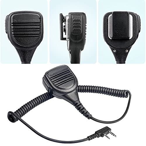 Speaker Mic Compatible with Kenwood, BaoFeng, BTECH, Retevis Radios Remote Shoulder Microphone with PTT and External 3.5mm Earpiece Jack