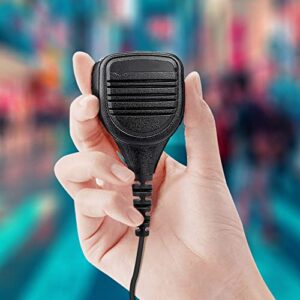 Speaker Mic Compatible with Kenwood, BaoFeng, BTECH, Retevis Radios Remote Shoulder Microphone with PTT and External 3.5mm Earpiece Jack