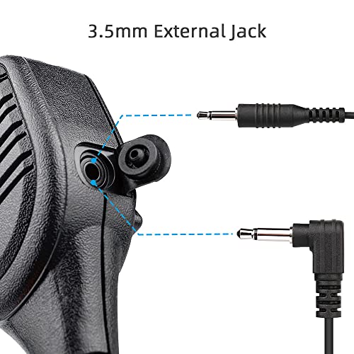 Speaker Mic Compatible with Kenwood, BaoFeng, BTECH, Retevis Radios Remote Shoulder Microphone with PTT and External 3.5mm Earpiece Jack