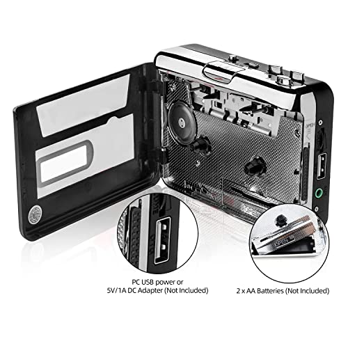 Reshow Portable Cassette Player, Best Overall Standalone USB Cassette to MP3 Converter, Audio Music Cassette Tape to Digital Converter Player (White)