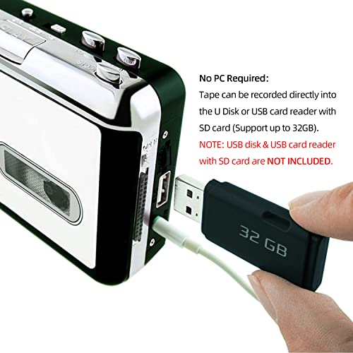 Reshow Portable Cassette Player, Best Overall Standalone USB Cassette to MP3 Converter, Audio Music Cassette Tape to Digital Converter Player (White)