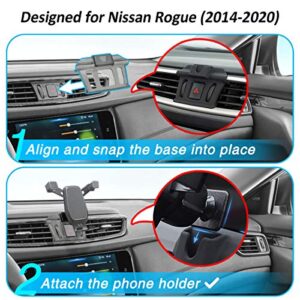 AYADA Phone Holder Compatible with Nissan Rogue, Phone Holder Phone Mount Upgrade Design Gravity Auto Lock Stable Easy to Install Rogue Accessories Sport S SV SL 2014 2015 2016 2017 2018 2019 2020