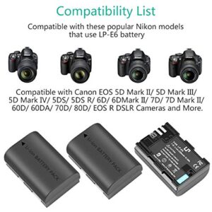 LP-E6 LP E6N Battery Charger Pack, LP 3-Pack Battery & Triple Slot Charger Compatible with Canon EOS 90D, 80D, 70D, 60D, 60DA, 7D Mark II, 7D, 6D Mark II, 6D, 5D Mark IV, 5D Mark III, 5D Mark II, R,R5