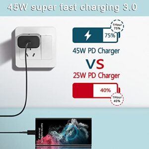 45W USB C Super Fast Charger, Samsung Charger Type C Wall Power Block for Samsung Galaxy S23 Ultra/S23 Plus/S22 Ultra/S22+/Note 10+/Note 20/S20/S21, Tab S7/S7+/S8/S8+/S8, with 6FT Fast Charging Cable