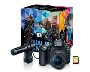 canon dslr camera [eos 90d] | vlogging video creator kit with stereo microphone dm-e100, 32gb sdhc memory card and windscreen accessory for outdoor recording