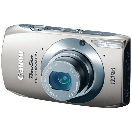 Canon PowerShot ELPH 500 HS 12.1 MP CMOS Digital Camera with Full HD Video and Ultra Wide Angle Lens (Silver)