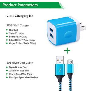 USB Charger Plug Home Wall Adapter 6Ft Micro USB Cable Android Charger Cord Fast Charging for Samsung Galaxy J7 Crown/J7 Star/J7 Prime/J7 Sky Pro/J7 Refine/J7 Pro/J7 Neo/J7v Prime S7 S6 J3 LG K10 V10