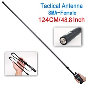 48.8 Inch ABBREE Army Game Foldable Tactical Outdoor Sports Dual Band 2M/70CM 144/430MHz Antenna for Baofeng UV-5R UV-82 BF-F8HP GT-3TP Ham GMRS Two Way Radio