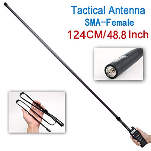 48.8 Inch ABBREE Army Game Foldable Tactical Outdoor Sports Dual Band 2M/70CM 144/430MHz Antenna for Baofeng UV-5R UV-82 BF-F8HP GT-3TP Ham GMRS Two Way Radio