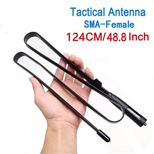 48.8 Inch ABBREE Army Game Foldable Tactical Outdoor Sports Dual Band 2M/70CM 144/430MHz Antenna for Baofeng UV-5R UV-82 BF-F8HP GT-3TP Ham GMRS Two Way Radio