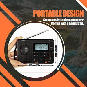 Retekess V115 Digital Radio AM FM, Portable Shortwave Radios, Rechargeable Radio Digital Tuner and Presets, Support Micro SD and AUX Record, Bass Speaker