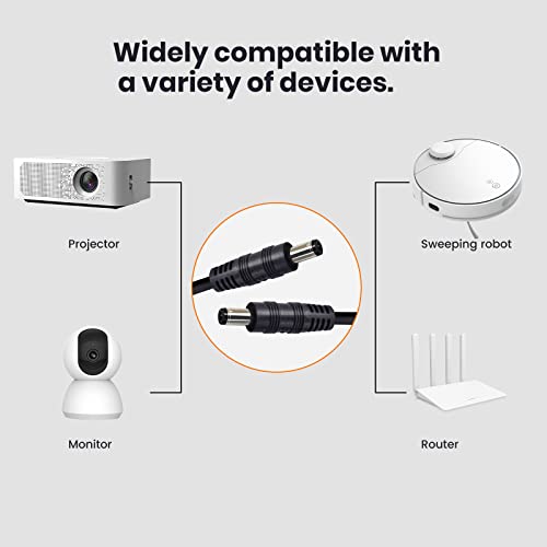 FlexSolar DC5521 Solar Connector Cable Male to Male 5.5x2.1mm Power Adapter Cable for Power Station, Surveillance Camera, LED Display, IP Camera, DVR, Router, Invoice Printer