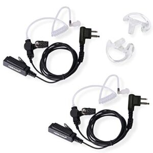 tidradio earpiece with mic motorola earpiece 2 pin covert acoustic tube radio earpiece compatible for motorola radio cls1410 cp110 cp200 gp300 cp040 walkie talkie (pack of 2)