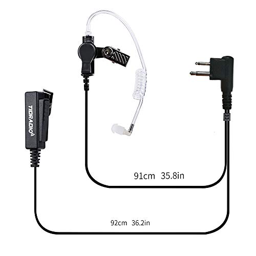 TIDRADIO Earpiece with Mic Motorola Earpiece 2 Pin Covert Acoustic Tube Radio Earpiece Compatible for Motorola Radio CLS1410 CP110 CP200 GP300 CP040 Walkie Talkie (Pack of 2)