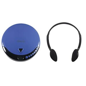 craig cd2808-bl personal cd player with headphones in blue and black | portable and programmable cd player | cd/cd-r compatible | random and repeat playback modes |