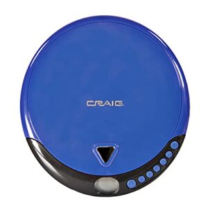 Craig CD2808-BL Personal CD Player with Headphones in Blue and Black | Portable and Programmable CD Player | CD/CD-R Compatible | Random and Repeat Playback Modes |