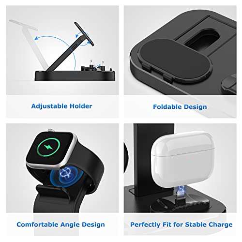 ZFW 3 in 1 Charging Station for Apple Devices with 15w Adapter Compatible with iPhone14/13/12/11/X/8/7/6/5 Series, Apple Watch Series 8/7/SE/6/5/4/3/2/1, Airpods1/2/3/Pro,Fast Charger Dock(Black)