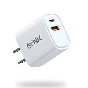 olink 20w pd fast charger block, type c dual port wall charger usb c power adapter for iphone 14/14 pro/14 pro max/13/12/11, ipad pro/air, airpods pro/max,samsung galaxy and more