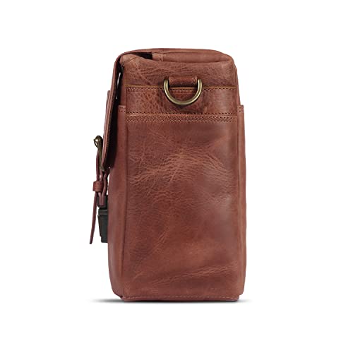 MegaGear Genuine Leather Camera Messenger Bag for Mirrorless, Instant and DSLR, Brown (MG1329)