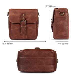 MegaGear Genuine Leather Camera Messenger Bag for Mirrorless, Instant and DSLR, Brown (MG1329)