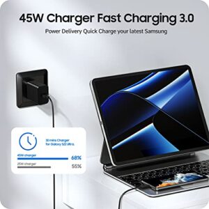45W Super Fast Charging USB Type C Wall Charger Block for Samsung Galaxy S23 Ultra/S23/S23+/S22 Ultra/S22+/S22/Note 10/Note 20/S20/S21/S10, Galaxy Tab S7/S8 Ultra, Galaxy A, PPS Charger & 6ft C Cable