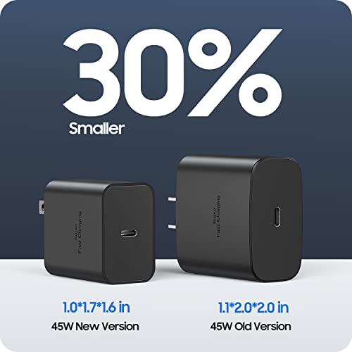 45W Super Fast Charging USB Type C Wall Charger Block for Samsung Galaxy S23 Ultra/S23/S23+/S22 Ultra/S22+/S22/Note 10/Note 20/S20/S21/S10, Galaxy Tab S7/S8 Ultra, Galaxy A, PPS Charger & 6ft C Cable