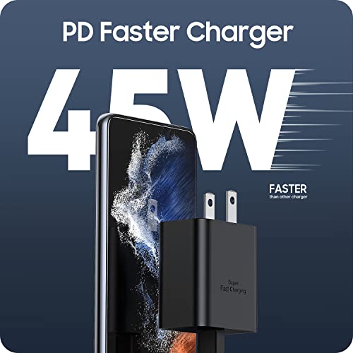 45W Super Fast Charging USB Type C Wall Charger Block for Samsung Galaxy S23 Ultra/S23/S23+/S22 Ultra/S22+/S22/Note 10/Note 20/S20/S21/S10, Galaxy Tab S7/S8 Ultra, Galaxy A, PPS Charger & 6ft C Cable