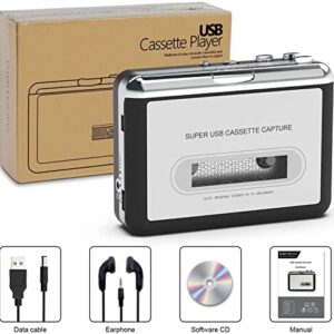 Cassette Player, Cassette Tape to MP3 CD Converter Via USB, Convert Walkman Tape Cassette to MP3 Format, Compatible with Laptop and PC