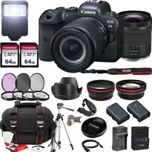 canon eos r6 mirrorless camera w/rf 24-105mm f/4-7.1 is stm lens + 2x 64gb memory + hood + case + filters + tripod & more (35pc bundle)