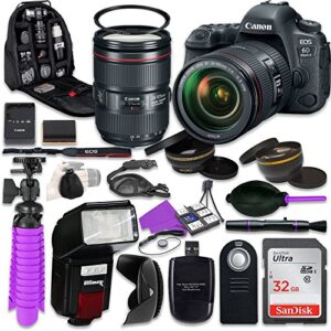 canon 6d mark ii dslr camera with canon ef 24-105mm f/4l is ii usm lens, auxiliary panoramic and telephoto lenses, 32gb memory + accessory bundle