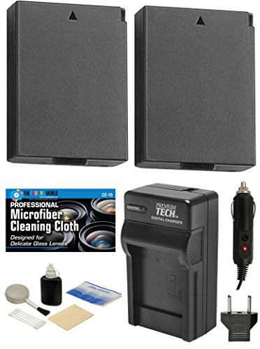 Pack of 2 LP-E12 Batteries and Battery Charger Kit + Microfiber Cleaning Cloth + Digital Camera Cleaning Kit for EOS Rebel SL1, EOS M50, EOS M100, and Canon SX70 Digital Camera