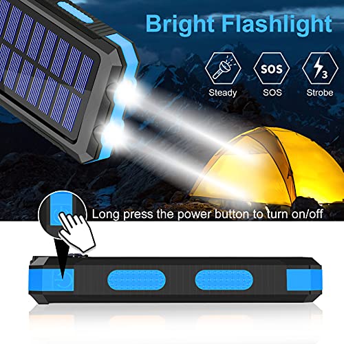 Solar Charger Power Bank, 38800mAh Portable Charger Fast Charger Dual USB Port Built-in Led Flashlight and Compass for All Cell Phone and Electronic Devices