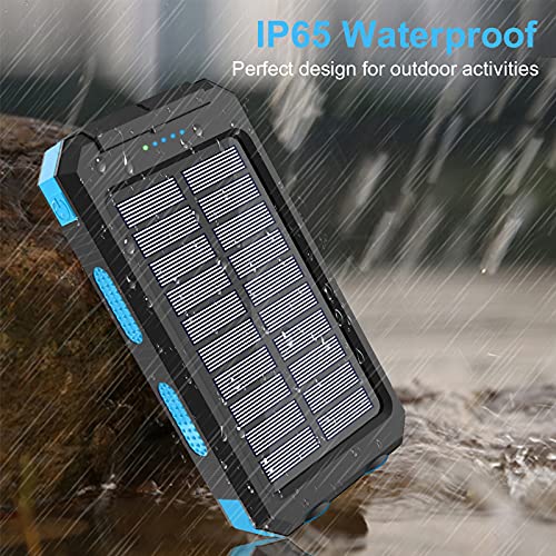 Solar Charger Power Bank, 38800mAh Portable Charger Fast Charger Dual USB Port Built-in Led Flashlight and Compass for All Cell Phone and Electronic Devices