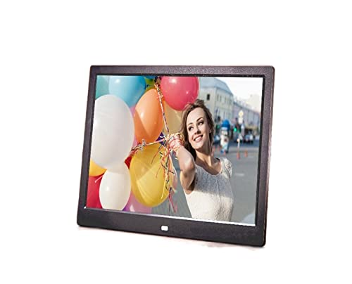 Family 15 Inch Screen LED Backlight HD 1280 * 800 Digital Photo Frame Electronic Album Picture Music Movie Full Function Good Gift (Color : Black4GB, Size : UK Plug)