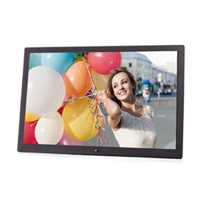 Family 15 Inch Screen LED Backlight HD 1280 * 800 Digital Photo Frame Electronic Album Picture Music Movie Full Function Good Gift (Color : Black4GB, Size : UK Plug)