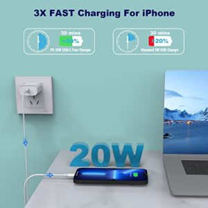 3 Pack iPhone Fast Charger, [Apple MFi Certified] 20W USB C Power Delivery Wall Charger Block with 10FT Extra Long Type C to Lightning Fast Charging Data Sync Cable for iPhone 14 13 12 11 XS XR X iPad