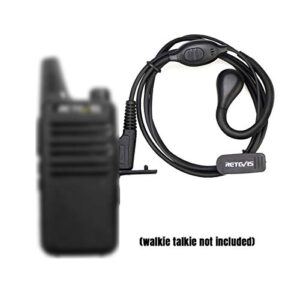 Retevis RT22 Walkie Talkie Earpiece with Mic, 2 Pin Earhook Two Way Radio Earpiece, Compatible RT21 H-777 RT68 RT22S H-777S Baofeng UV-5R Arcshell AR-5 AR-6 Two Way Radio(1 Pack)