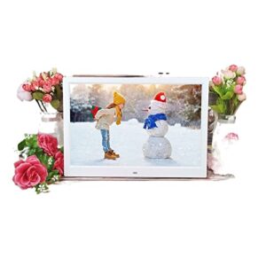 Family 15 Inch Screen LED Backlight HD 1280 * 800 Digital Photo Frame Electronic Album Picture Music Movie Full Function Good Gift (Color : White32GB, Size : EU Plug)