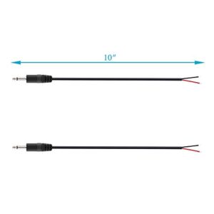 Fancasee (2 Pack Replacement 2.5mm Male Plug to Bare Wire Open End TS 2 Pole Mono 2.5mm Plug Jack Connector Audio Cable Repair